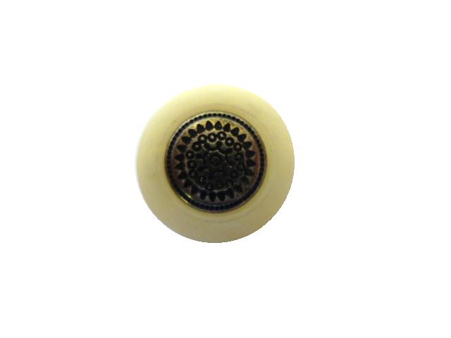 Metal Centre White Rim button (No.00180)