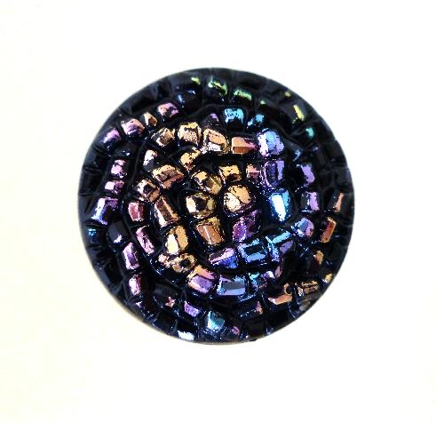 Rainbow Lustred Tinsel Black Button (No.00307)