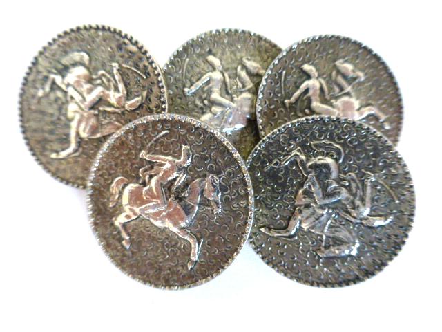 Set of 5 Exotic Polo Players buttons