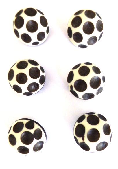 Brown and White Spotty Dome Set of 6 buttons