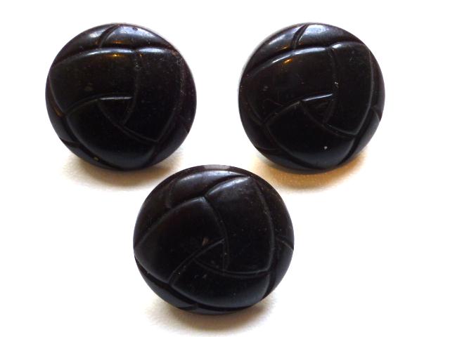 Dark Brown Vintage Resin Football Weave Set of 3 buttons