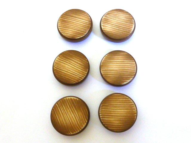 Beige Brown Washed Stripe Thick Disc Set of 6 buttons