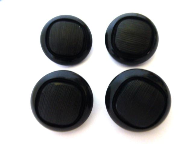 Black Domed Rounded Square Set of 4 buttons