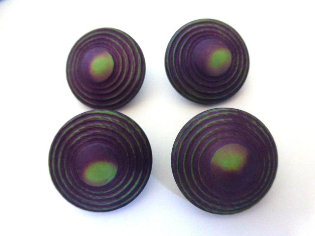Purple and Lime Green Two Tone Set of 4 UFO buttons