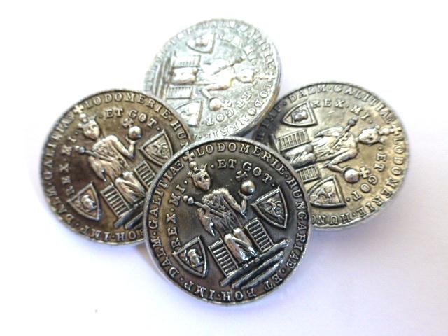 Silver Coin Light Alloy Set of 4 buttons