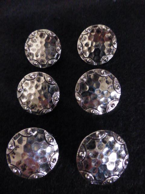 Silver Hammered-Style Set of 6 buttons