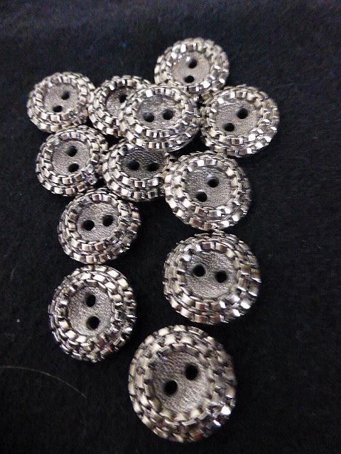 Silver Metallic Set of 12 Small buttons