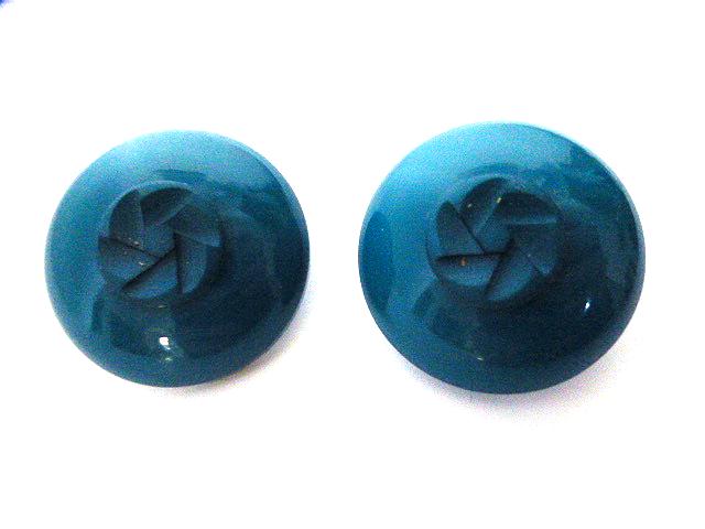 Blue Teal Flower Centre Domed Pair of buttons