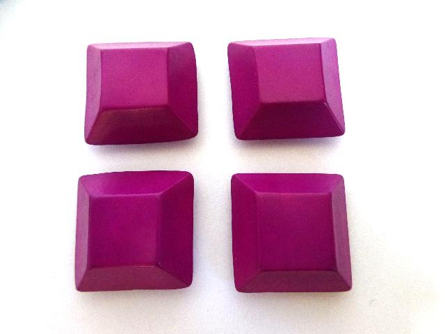 Cerise Pink Chunky Square Set of 4 buttons
