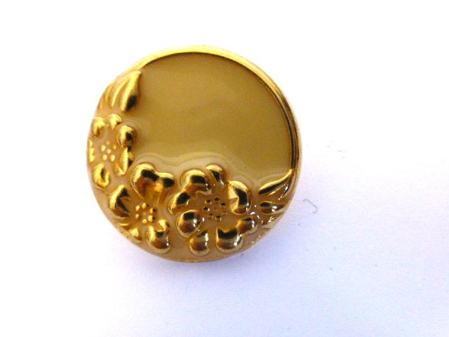 Beige Enamel with Gold Floral Frame button