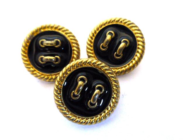 Black Enamel Gold Set of 3 buttons