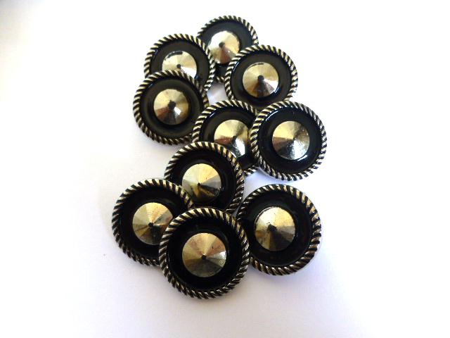 Black Enamel Silver Set of 10 buttons
