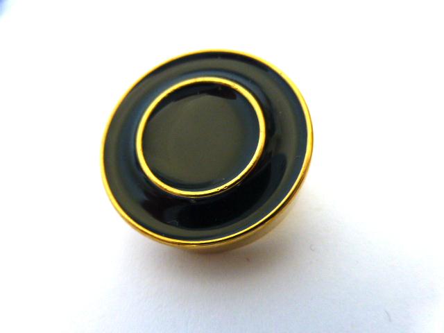 Black Enamel Gold Circle button