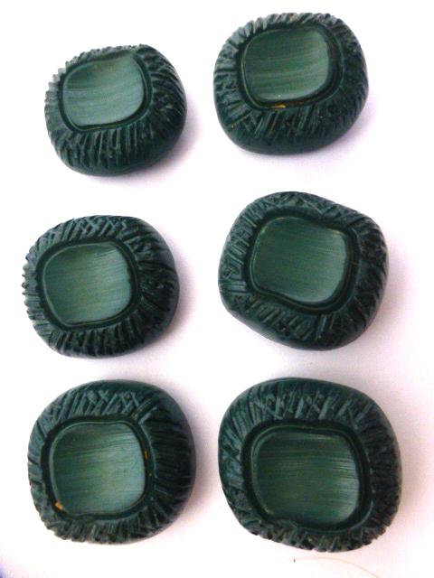 Teal Blue Green Oblong Set of 6 buttons