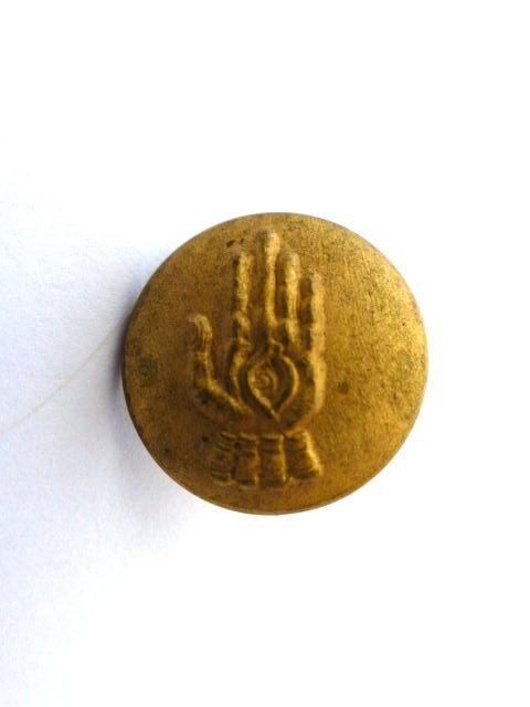 Hand with All Seeing Eye Gilt Brass Small button ( no.00338)