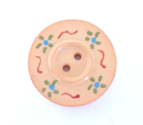 Painted Floral Salmon Pink button (no.00217)