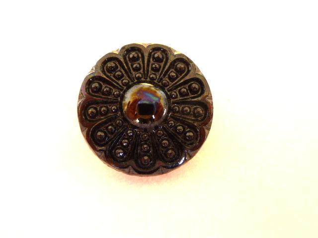 Black Steel Lustred Glass Flower button (no.0805)