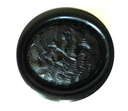 Dark Olive Green Chiselled Oval Centre button (no.00826)