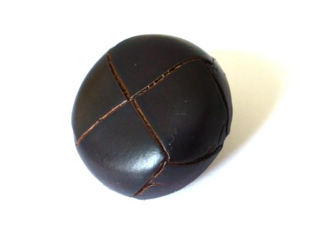 Dark Brown Leather Quarter Weave Dome button (no.00853)