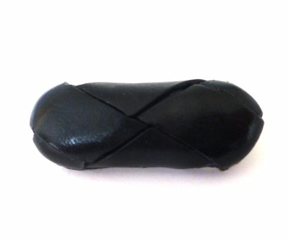 Black Leather Weave Long button (no.00851)