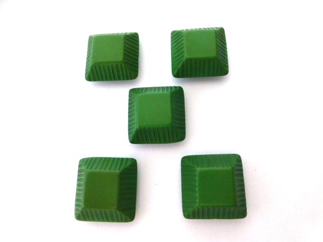 Green Set of 5 Small Square Ridge buttons