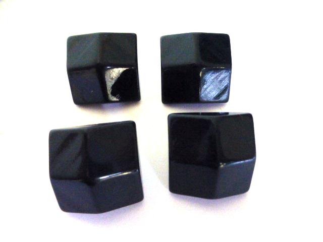 Black Square Dome Facet Set of 4 buttons